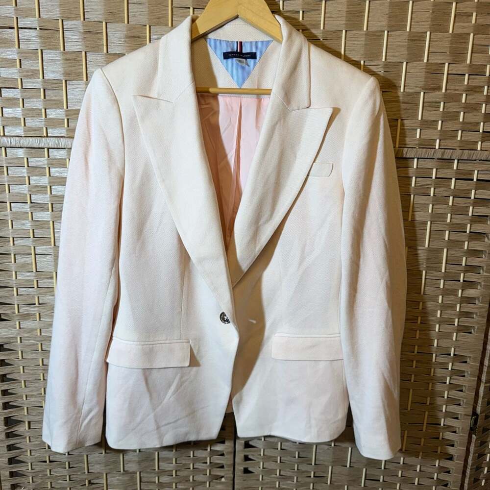 Tommy Hilfiger Blazer Size 16 Light Pink Cotton Blend Jacket